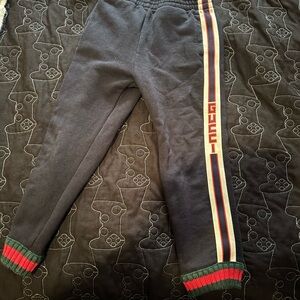 Gucci Kids Dark Blue Joggers with Red and Green Trim